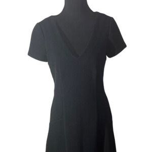 Boden Black Waffle Knit V-Neck Midi Dress Size 6